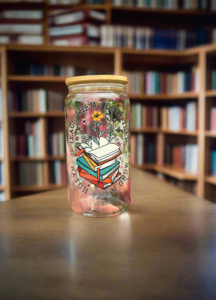 Teach Them Love Them Watch Them Grow 16 oz Stacked Floral Can Glass Perfect Gift For Teachers - Daisy Designs & Creations, LLC