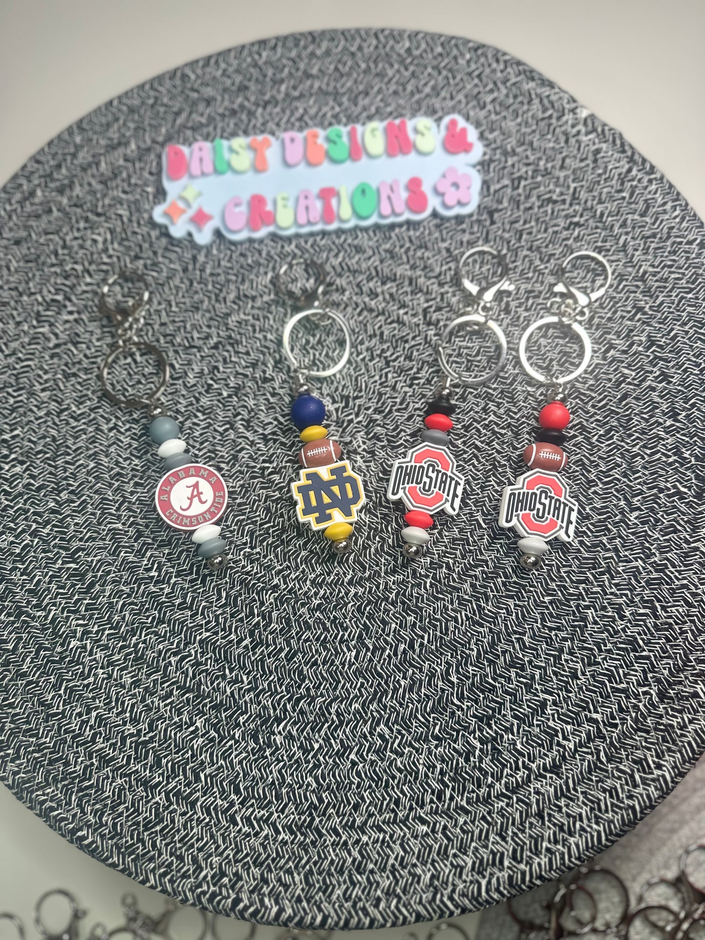 College & Pro Sports Beaded Keychains | UK, Alabama, OSU, & More