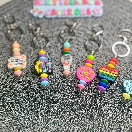 Positive Affirmation Beaded Keychains – Retro Groovy & Inspirational - Daisy Designs & Creations, LLC