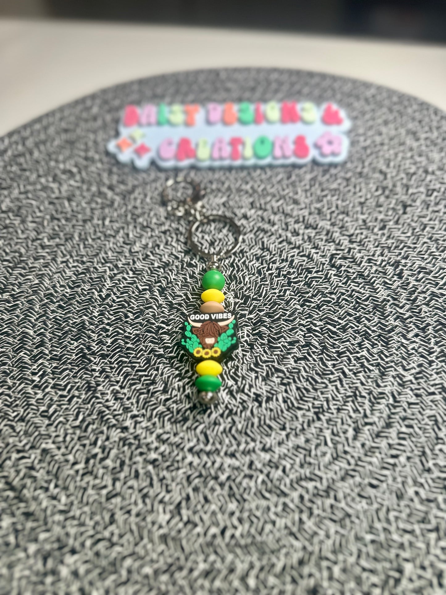 Positive Affirmation Beaded Keychains – Retro Groovy & Inspirational