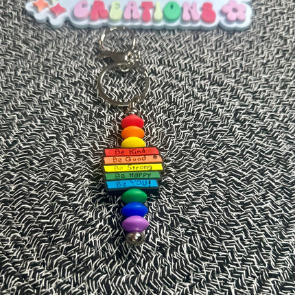Positive Affirmation Beaded Keychains – Retro Groovy & Inspirational - Daisy Designs & Creations, LLC