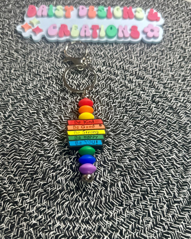 Positive Affirmation Beaded Keychains – Retro Groovy & Inspirational - Daisy Designs & Creations, LLC