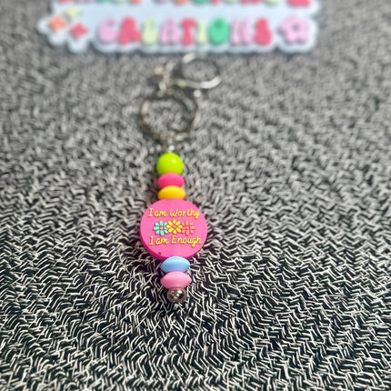 Positive Affirmation Beaded Keychains – Retro Groovy & Inspirational - Daisy Designs & Creations, LLC