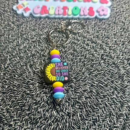 Positive Affirmation Beaded Keychains – Retro Groovy & Inspirational - Daisy Designs & Creations, LLC