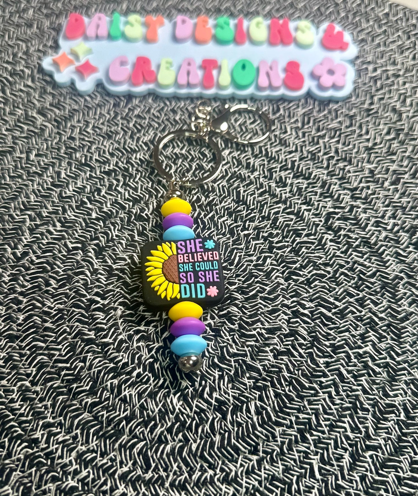 Positive Affirmation Beaded Keychains – Retro Groovy & Inspirational