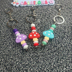 Retro Groovy Mushroom Beaded Silicone Keychain – Fun & Stylish Accessory - Daisy Designs & Creations, LLC
