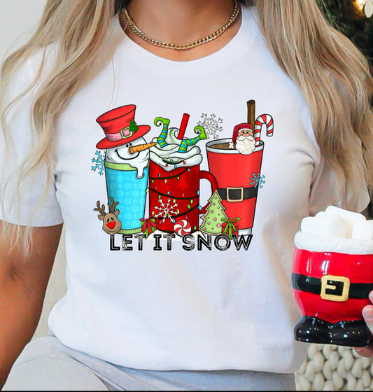 Let It Snow Frosty Mug T-Shirt – Whimsical Winter Wonderland Tee