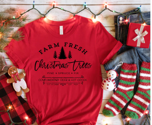 Farm Fresh Christmas Trees T-Shirt | Rustic Holiday Apparel