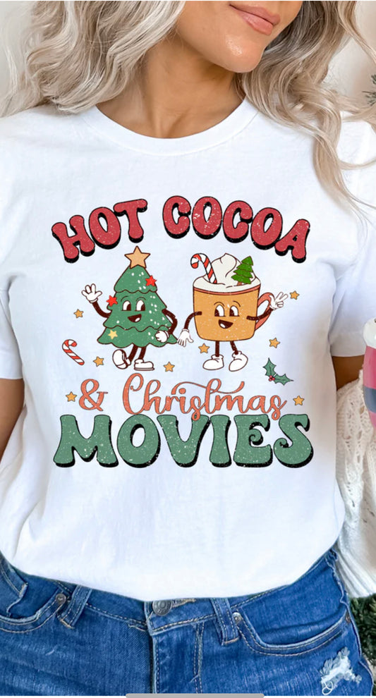 Hot Cocoa & Christmas Movies Shirt | Dancing Trees Crewneck & Long Sleeve Tee