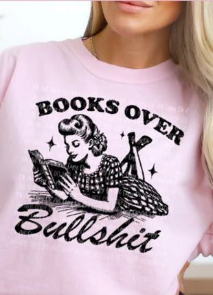 Books Over Bullsh*t’ Vintage Reading T-Shirt – Retro 1950s Style - Daisy Designs & Creations, LLC
