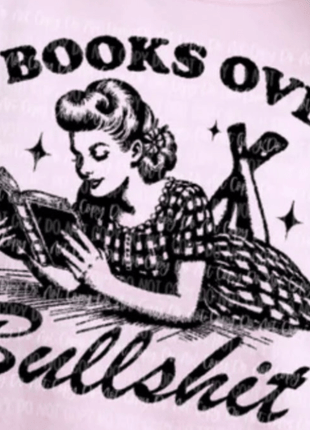 Books Over Bullsh*t’ Vintage Reading T-Shirt – Retro 1950s Style - Daisy Designs & Creations, LLC