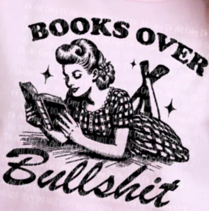 Books Over Bullsh*t’ Vintage Reading T-Shirt – Retro 1950s Style