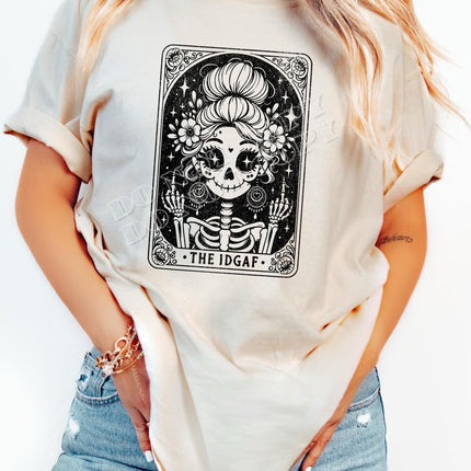 IDGAF’ Skelly Bun T-Shirt – Bold & Carefree Mom Life Tee - Daisy Designs & Creations, LLC