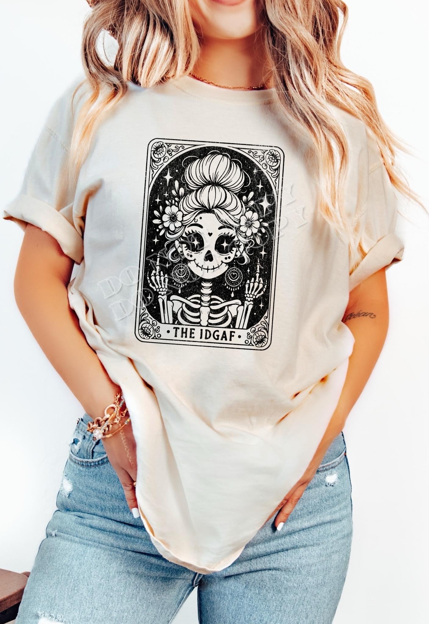 IDGAF’ Skelly Bun T-Shirt – Bold & Carefree Mom Life Tee