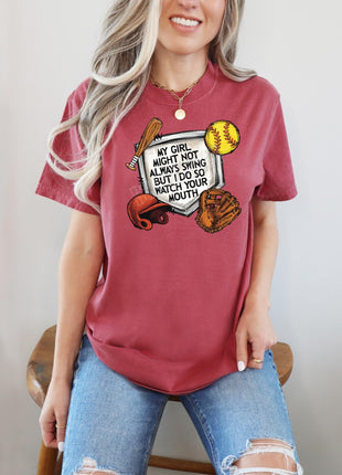 My Girl Don’t Swing, But I Do!" Baseball T-Shirt – Bold & Playful - Daisy Designs & Creations, LLC