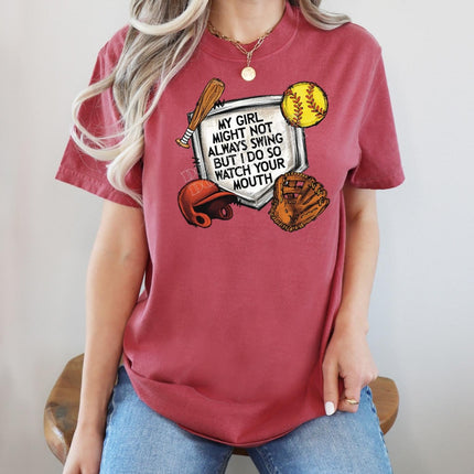 My Girl Don’t Swing, But I Do!" Baseball T-Shirt – Bold & Playful - Daisy Designs & Creations, LLC