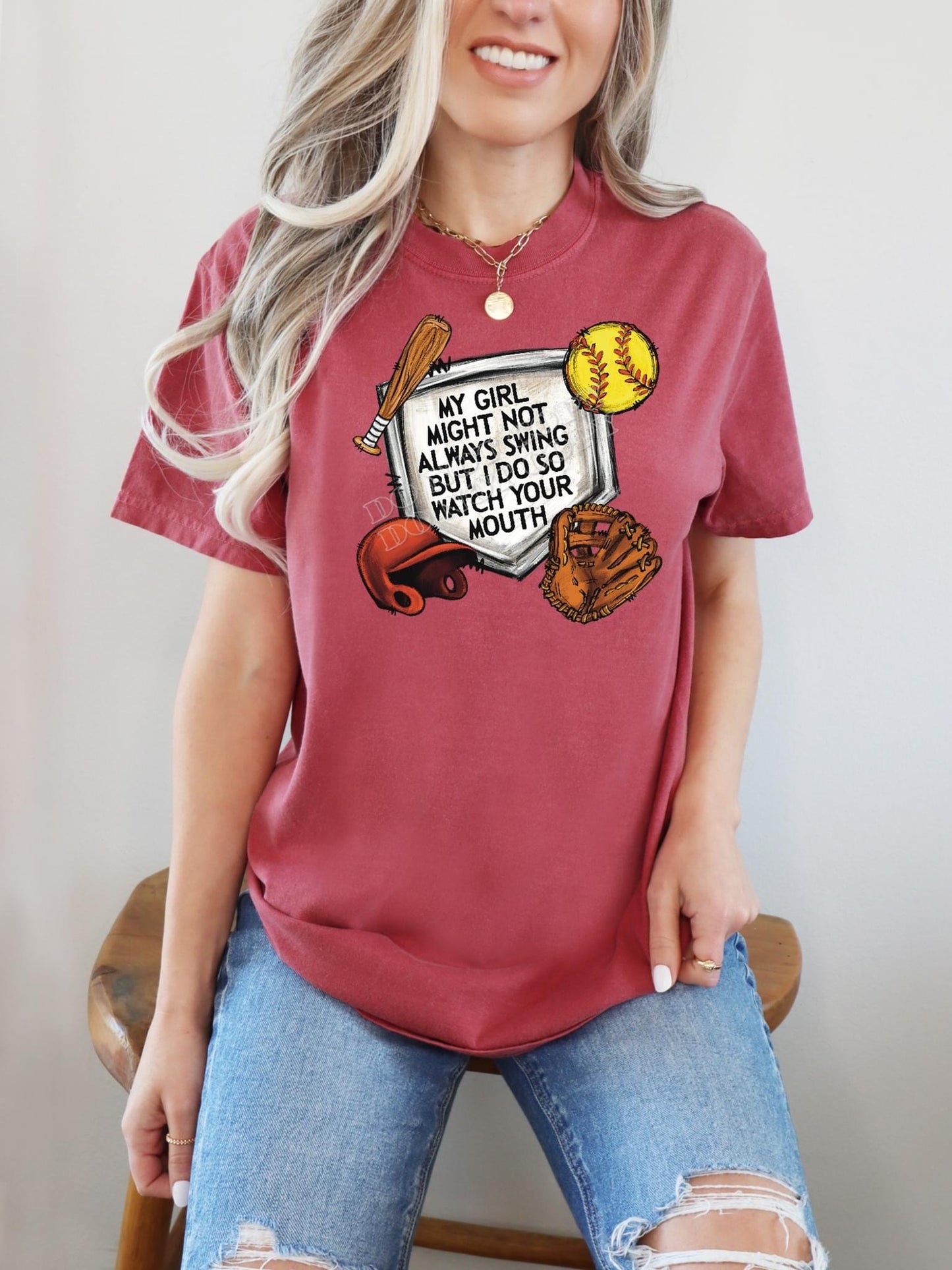 My Girl Don’t Swing, But I Do!" Baseball T-Shirt – Bold & Playful