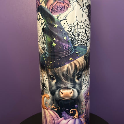 Witchy Highland Baby Cow - 20 oz Skinny Tumbler - Daisy Designs & Creations, LLC