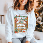 Christmas Ghost Book Club Crewneck Sweatshirt / Small / White