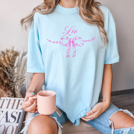 Zodiac Sign T-Shirt | Cute Astrology Tee | Soft Pink Bow Graphic Shirt | Personalized Horoscope Shirt | Birthday Gift for Her
