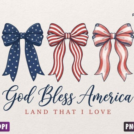 God Bless America Bow T-Shirt | Patriotic Coquette Tee | 4th of July Shirt | Red White Blue Bows Shirt | Soft Feminine Graphic Tee