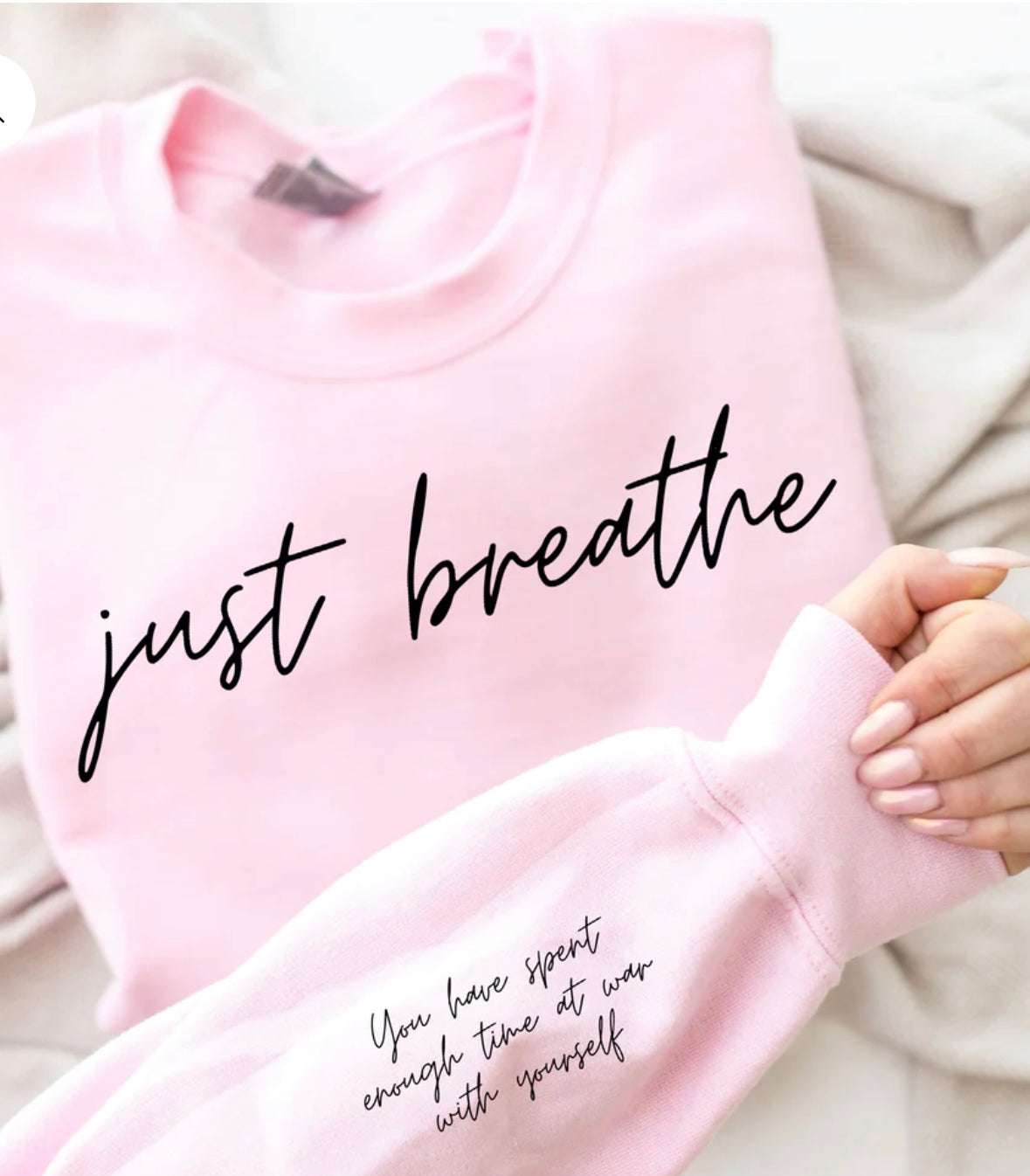 Just Breathe You Have spent enough time at was with yourself-Crew Neck Crewnecks & Hoodies 28 Daisy Designs & Creations LLC