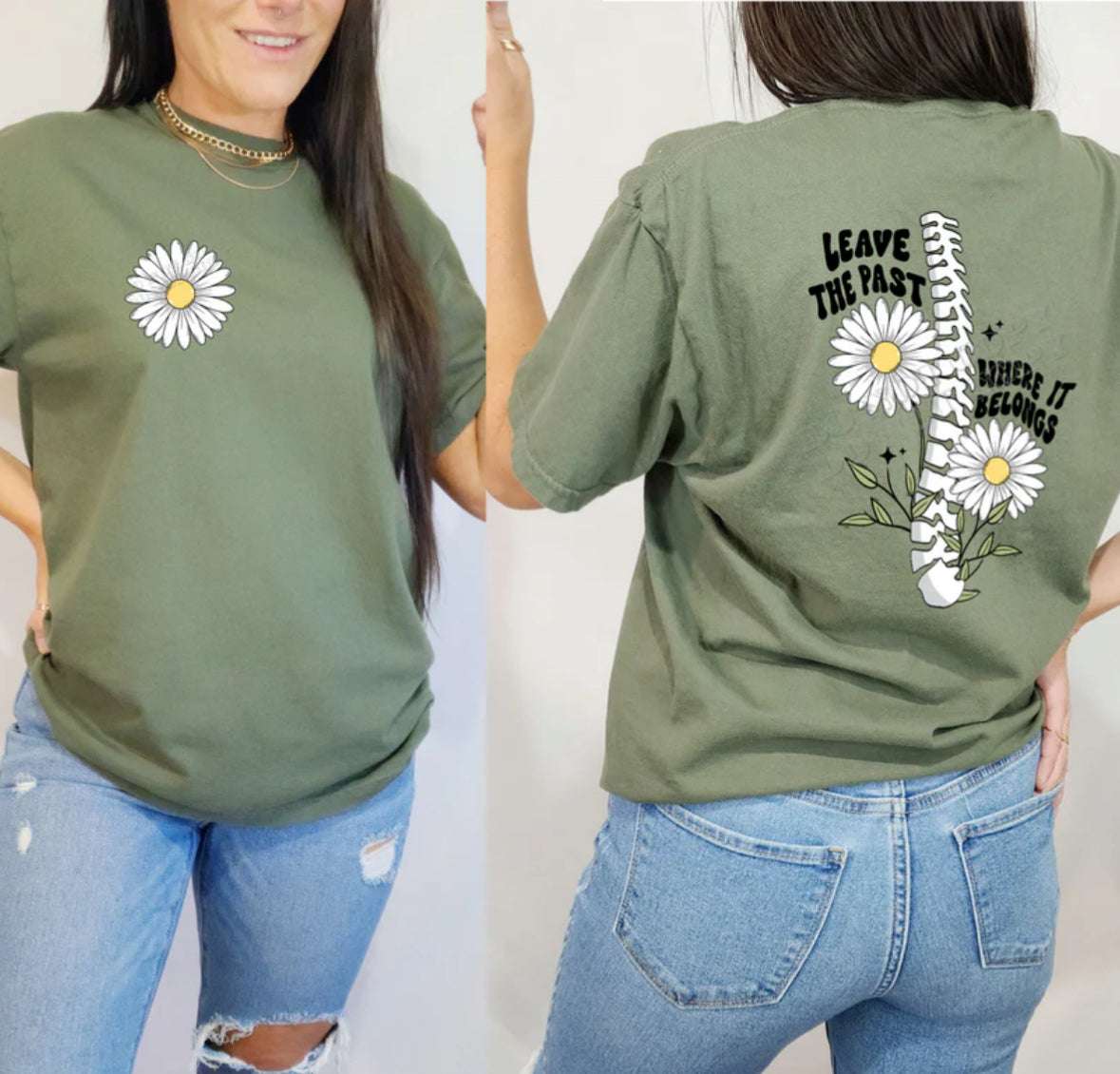 Leave the Past Where It Belongs Tee | Spine & Daisy Design, Pocket Patch, SoftStyle Daisy Designs & Creations Collection T-Shirt 26 Daisy Designs & Creations LLC