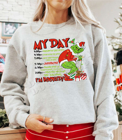 My Day G-Man Schedule Crew Neck Christmas Collection 38 Daisy Designs & Creations LLC