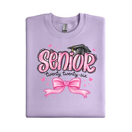 Senior 2026 T-Shirt | Pink Bow Graduation Shirt | Class of 2026 Senior Tee | Cute Girly Graduate Shirt | High School Senior Gift