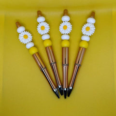 Signature Daisy Ink Pen – Limited Edition Beaded Pen | Black Ink Twist Pen with Silicone Beads | Cute & Trendy Stationery - Daisy Designs & Creations, LLC