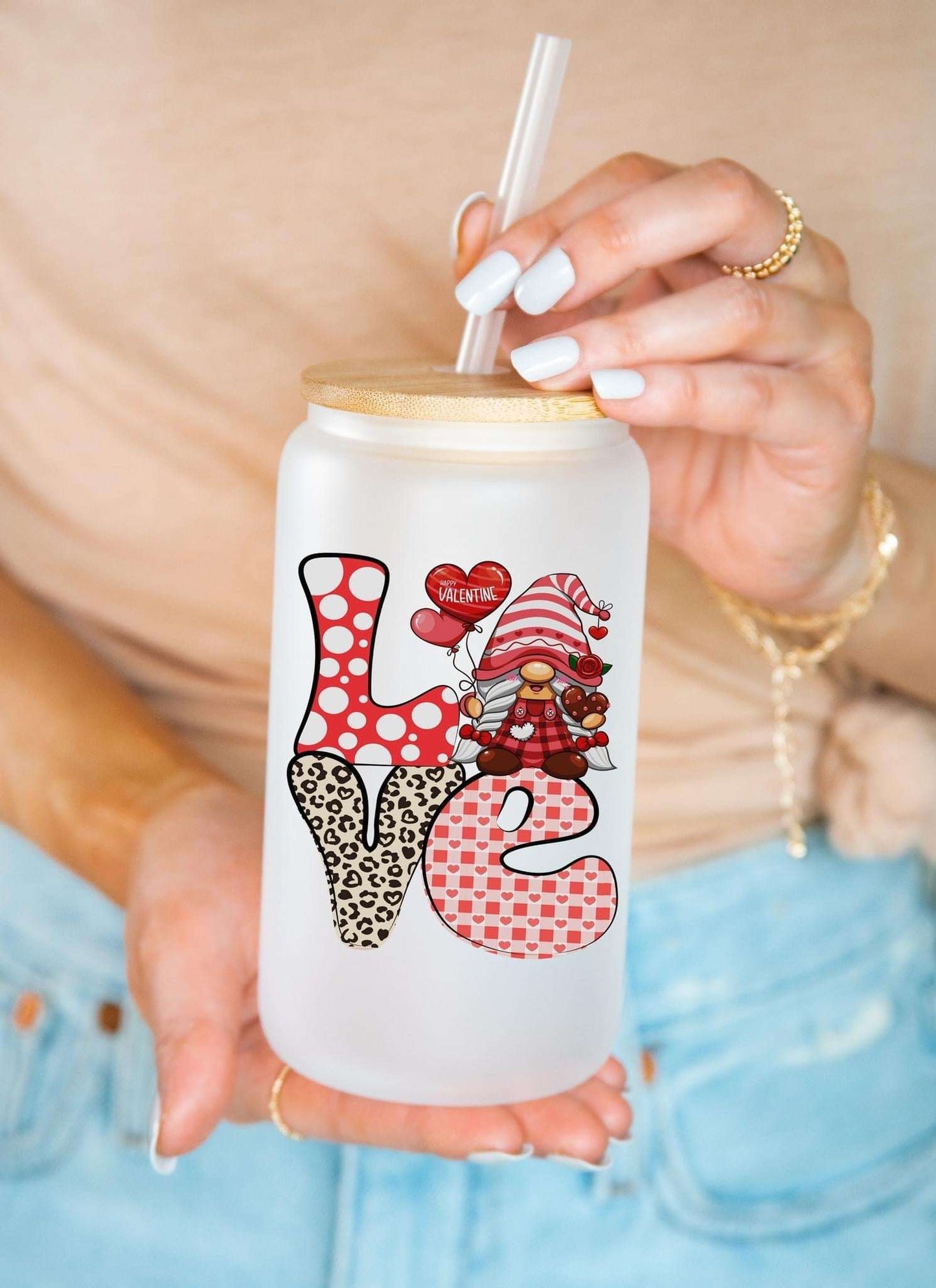 Spread Love with our 16 oz Libbey Glass – Valentine's Gnome Edition | Bamboo Lid, Straw, and Whimsical Design! Captivating Love: Explore Our Valentine's Day Collection for Heartfelt Gifts Beer Glass 15 Daisy Designs & Creations LLC