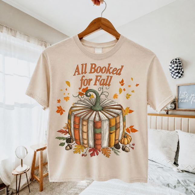 All Booked for Fall T-Shirt – Pumpkin Books Book Lover Tee