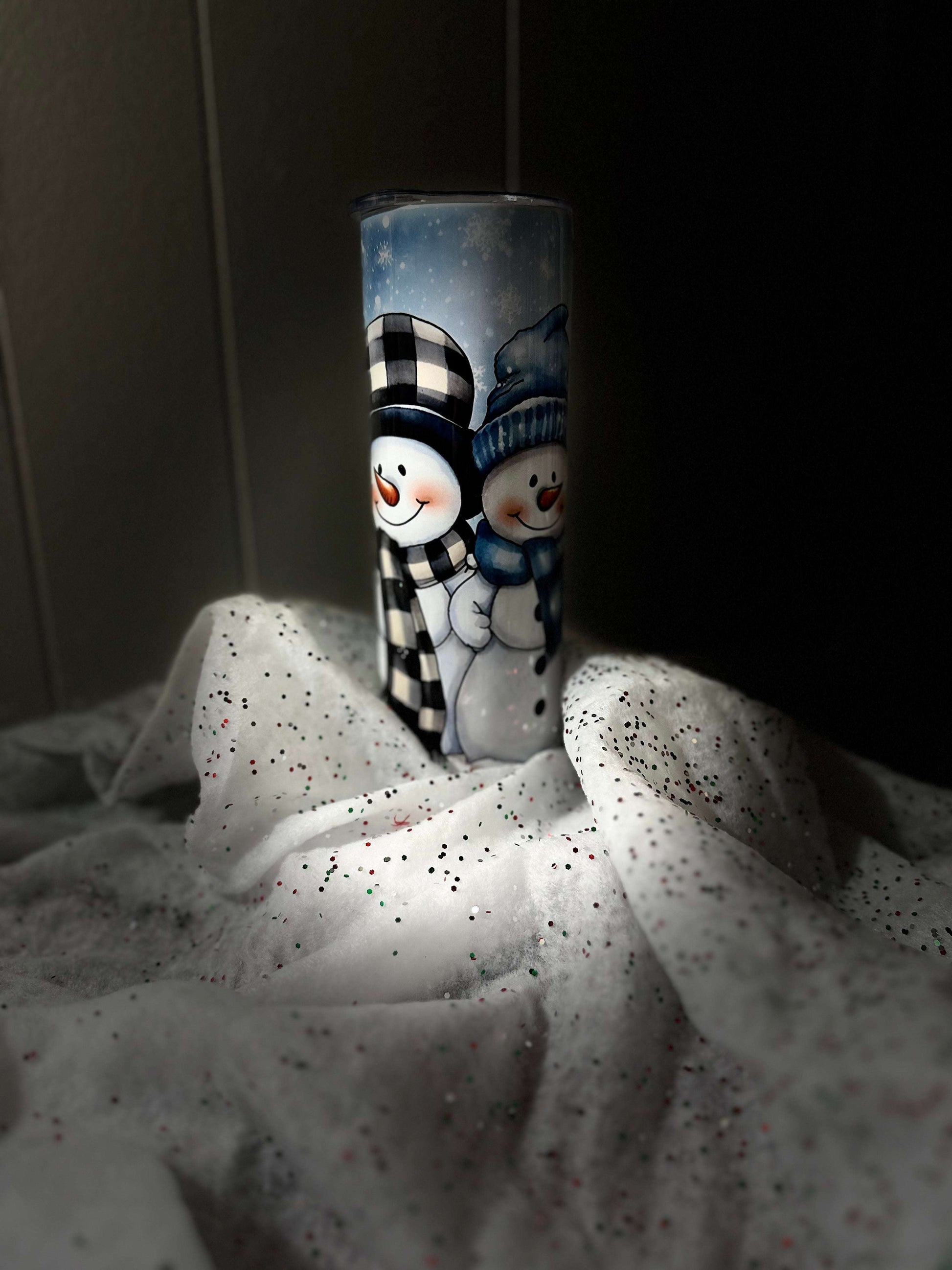 Winter Snowman 20 oz Skinny Double Insulated Tumbler Christmas Collection Tumblers 20 Daisy Designs & Creations LLC