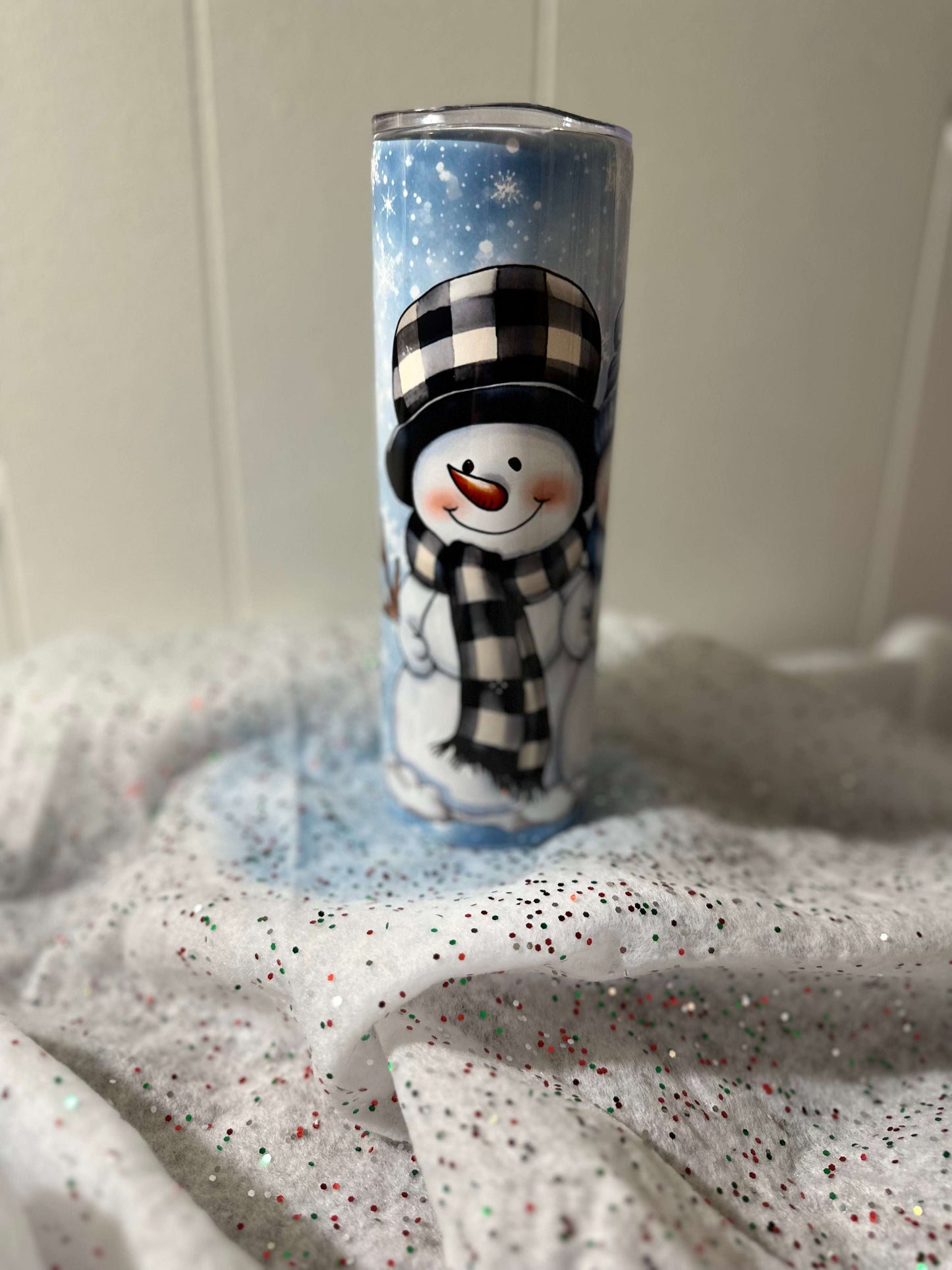 Winter Snowman 20 oz Skinny Double Insulated Tumbler Christmas Collection Tumblers 20 Daisy Designs & Creations LLC