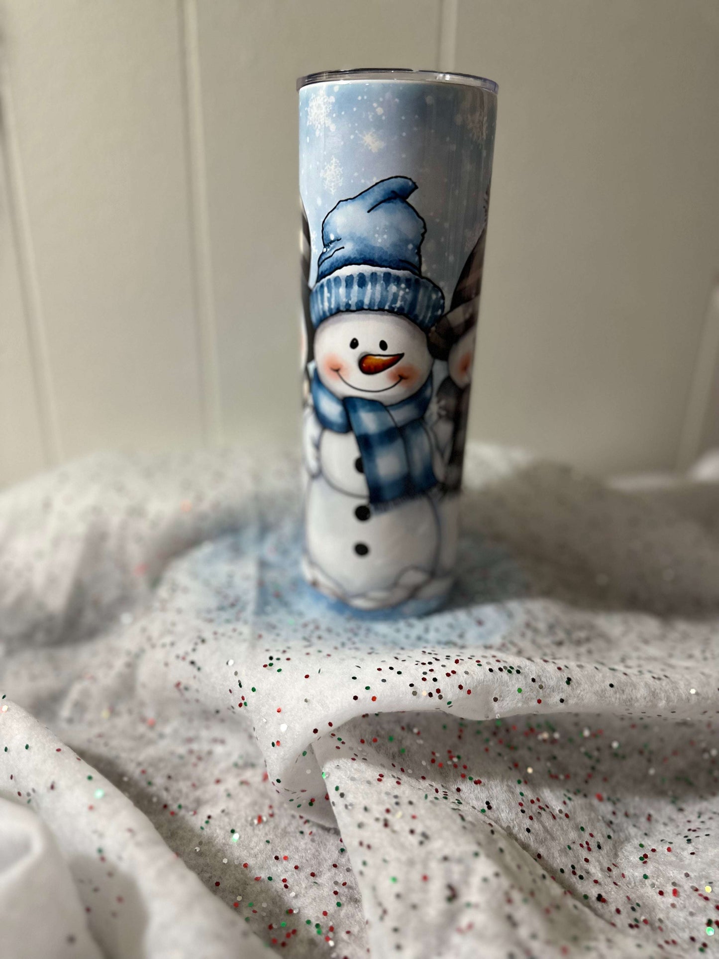 Winter Snowman 20 oz Skinny Double Insulated Tumbler Christmas Collection Tumblers 20 Daisy Designs & Creations LLC