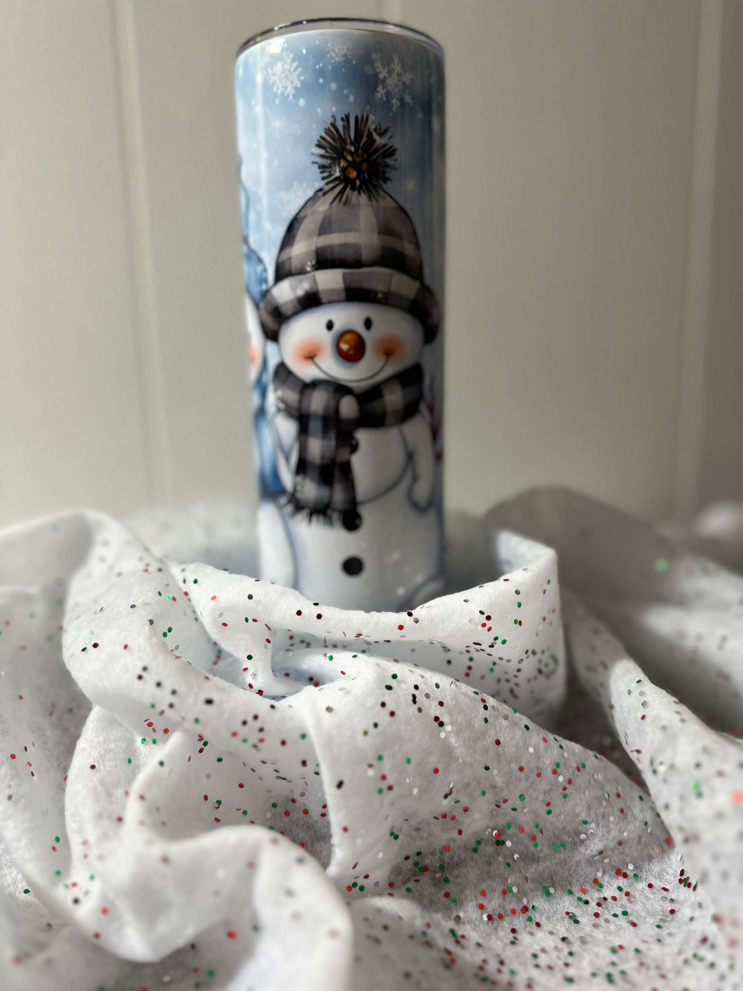 Winter Snowman 20 oz Skinny Double Insulated Tumbler Christmas Collection Tumblers 20 Daisy Designs & Creations LLC