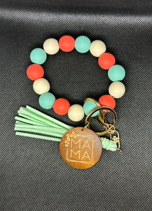 Wood Leopard Beaded Wristlet Key Chain - Daisy Designs & Creations, LLC
