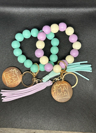 Wood Leopard Beaded Wristlet Key Chain - Daisy Designs & Creations, LLC
