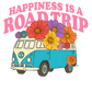 Road Trip T-Shirts, Happiness is a Road Trip Design, VW Bus, Floral Van, Colorful T-Shirts, Summer Trip, Vacation Mode - Daisy Designs & Creations, LLC