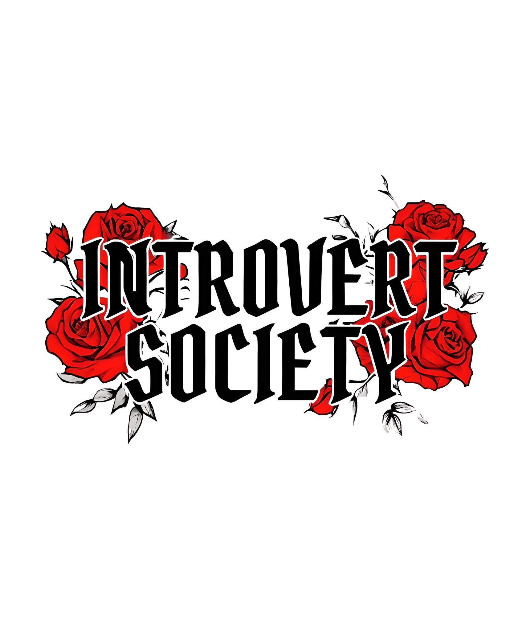 Introvert Society T-Shirts, Floral Tee, Introvert Gift, Red Roses Design, Funny Sarcastic Tee, Social Anxiety T-Shirts, Slogan Tee - Daisy Designs & Creations, LLC