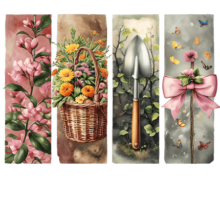 Floral Garden T-Shirts Design, Flower Basket T Shirt, Shovel Art T-Shirt, Butterfly Bow Tee, Gardening Apparel, PNG Digital Download - Daisy Designs & Creations, LLC