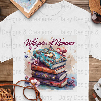 Romance Books T-Shirt Design, Book Lover Gift, Floral T-Shirt, Digital Download, T-Shirt Design, PNG File, Apparel Design - Daisy Designs & Creations, LLC