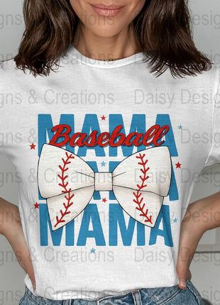 Baseball Mama T-Shirt Design PNG, Bow Baseball, Sports Mom Shirt, Trendy Mama Shirt, Baseball Lover T-Shirts, Digital Download - Daisy Designs & Creations, LLC