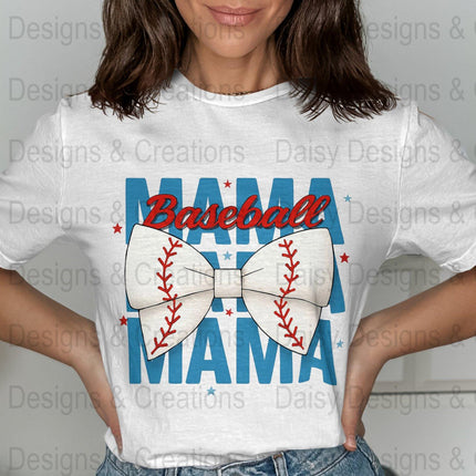 Baseball Mama T-Shirt Design PNG, Bow Baseball, Sports Mom Shirt, Trendy Mama Shirt, Baseball Lover T-Shirts, Digital Download - Daisy Designs & Creations, LLC