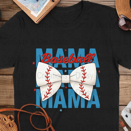 Baseball Mama T-Shirts PNG, Sports Mom T-Shirts, Baseball Bow, Digital Download, T-Shirts Design, Gift for Baseball Lover - Daisy Designs & Creations, LLC