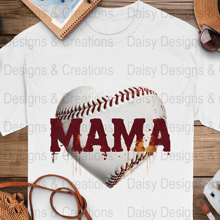 Baseball Mama T Shirts, Baseball Mom PNG, Sports Mom, Heart Baseball, Mama Design, Baseball Lovers, Digital Download For Apparel - Daisy Designs & Creations, LLC