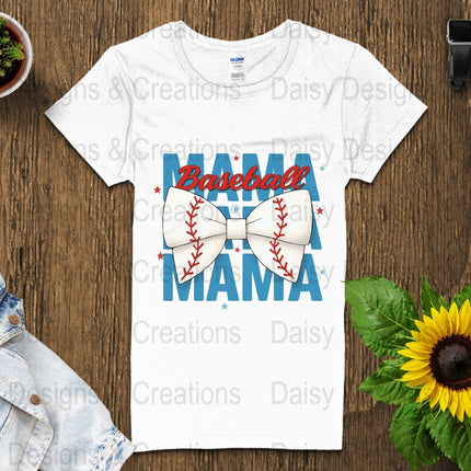 Baseball Mama T-Shirt Design PNG, Bow Baseball, Sports Mom Shirt, Trendy Mama Shirt, Baseball Lover T-Shirts, Digital Download - Daisy Designs & Creations, LLC