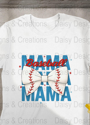 Baseball Mama T-Shirt Design PNG, Bow Baseball, Sports Mom Shirt, Trendy Mama Shirt, Baseball Lover T-Shirts, Digital Download - Daisy Designs & Creations, LLC