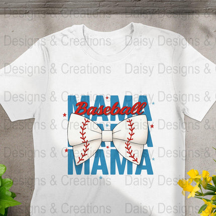 Baseball Mama T-Shirt Design PNG, Bow Baseball, Sports Mom Shirt, Trendy Mama Shirt, Baseball Lover T-Shirts, Digital Download - Daisy Designs & Creations, LLC