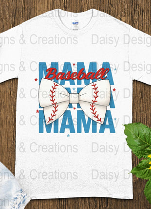 Baseball Mama T-Shirt Design PNG, Bow Baseball, Sports Mom Shirt, Trendy Mama Shirt, Baseball Lover T-Shirts, Digital Download - Daisy Designs & Creations, LLC